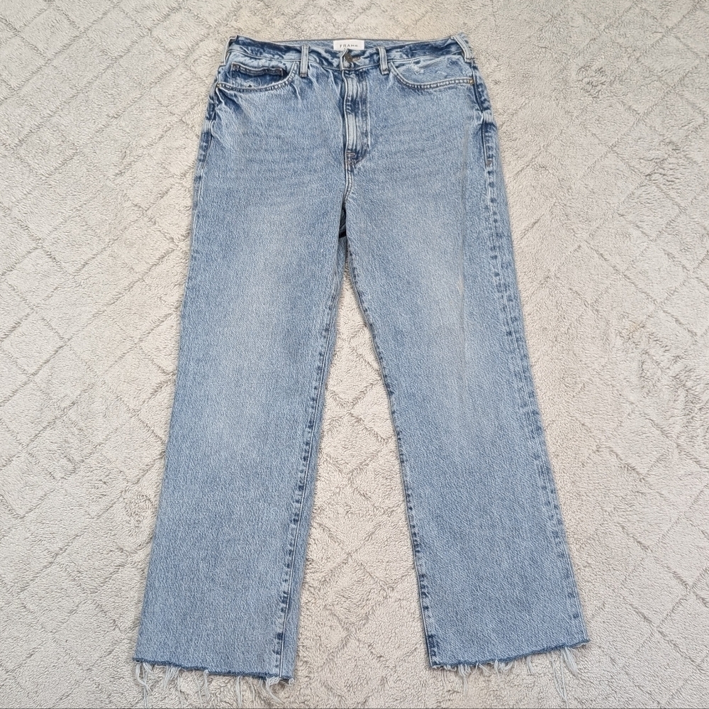 Frame Jeans Womens 31 Blue Richlake Le Jane High Rise Straight Baggy Cotton